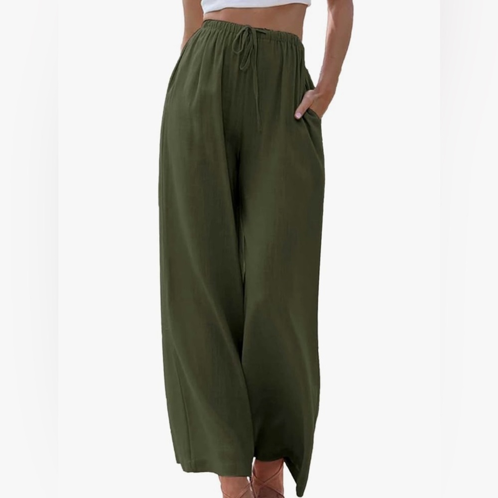 NWOT Womens Cotton Linen Palazzo Pants